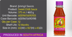 Jimmy's Sweet Chilli Sauce - 375ml - Image 3