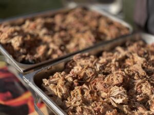 Heat & Eat Pulled Pork in a chafing dish