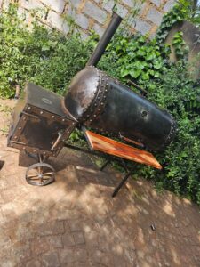 Customised Standard Smoker with wheels, studs and prep table